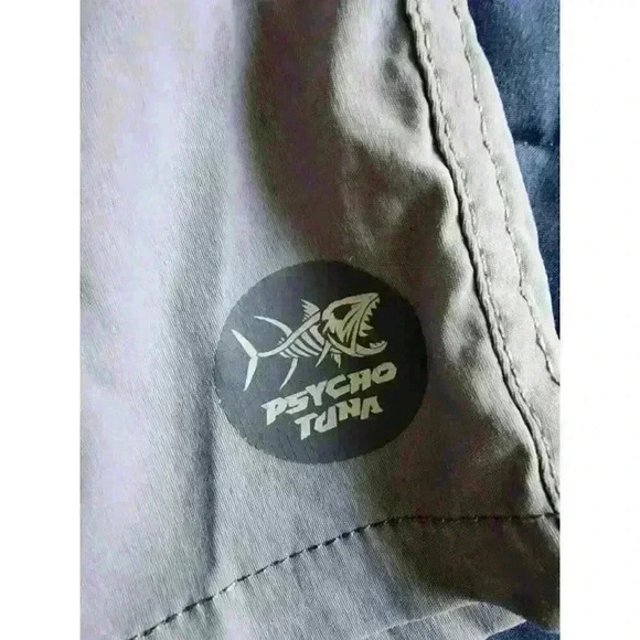 Psycho Tuna Men's Board Shorts Swim Trunks Size L Gray Drawstring Waist Stretch - Picture 1 of 4